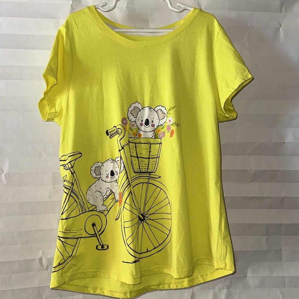 Wonder Nation Girl's Bright Yellow Koala Graphic Cap Sleeve T-Shirt Size XL